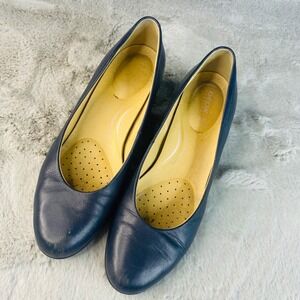 Geox Shoes Eleana Women Size 11/42 Navy Blue Mid Height Heel Leather Pump